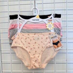 Kensie 5-Pack Hipster Panties in Cream, Pink, Gray, White, Black